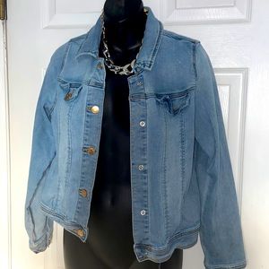 Kids blue soft stretchy denim jean jacket size 14/16 X-large